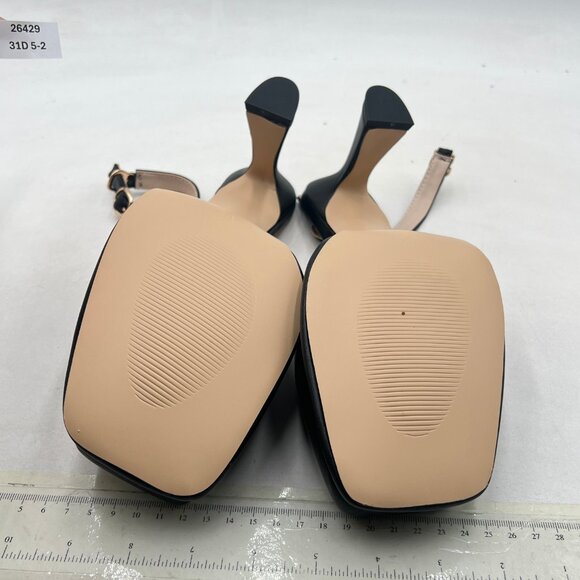 FOWT Black Platform Square Toe Pumps Block High Heels Slingbacks Work Shoes - Picture 7 of 8